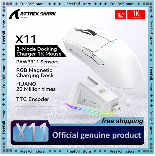Ratón inalámbrico para juegos Attack Shark X11: 3 modos (2,4 GHz/con cable/Bluetooth), PAW3311, 22000 DPI, 400IPS, ratón para juegos de PC