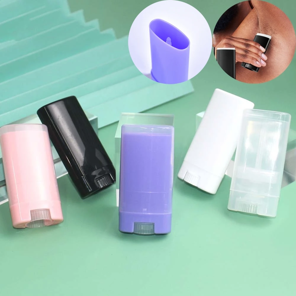 4 개/몫 15ml/15g 빈 타원형 립 밤 튜브 플라스틱 흰색 고체 향수 데오도란트 용기 휴대용 메이크업 립스틱 튜브 미니