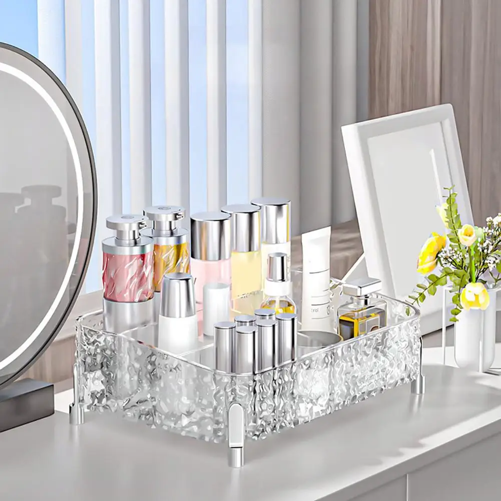 Transparent Storage Box With Compartments Large Capacity Stable Base Perfume Lipstick Desktop Divided Storage Organizer 저장 용기