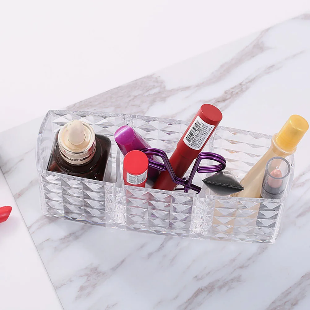 

Diamond Grain Pen Holder 3 Compartments Desktop Makeup Brush Container Organizer Storage Box Pen Cups for Desk