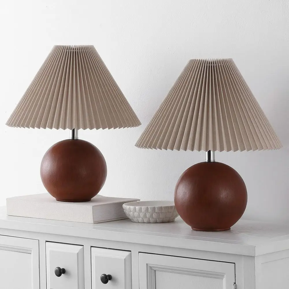 Rory Walnut Resin Table Lamp Set of 2, 17 Accent Lights with Fabric Shades, E26 Bulb Compatible view 4