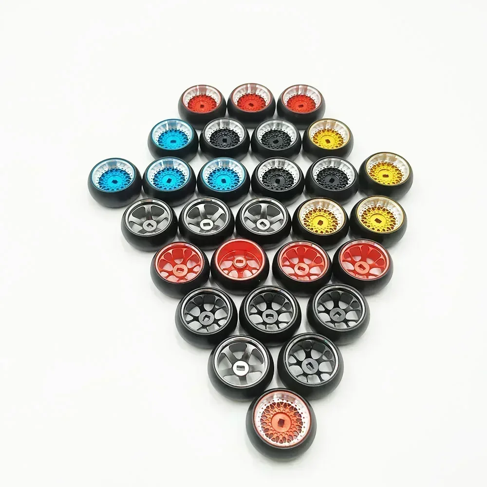 4pcs/set alloy rc wheel rim+ drift tire for 1/28 Wltoys K969 K989 P929 kyosho rally model car upgraded part