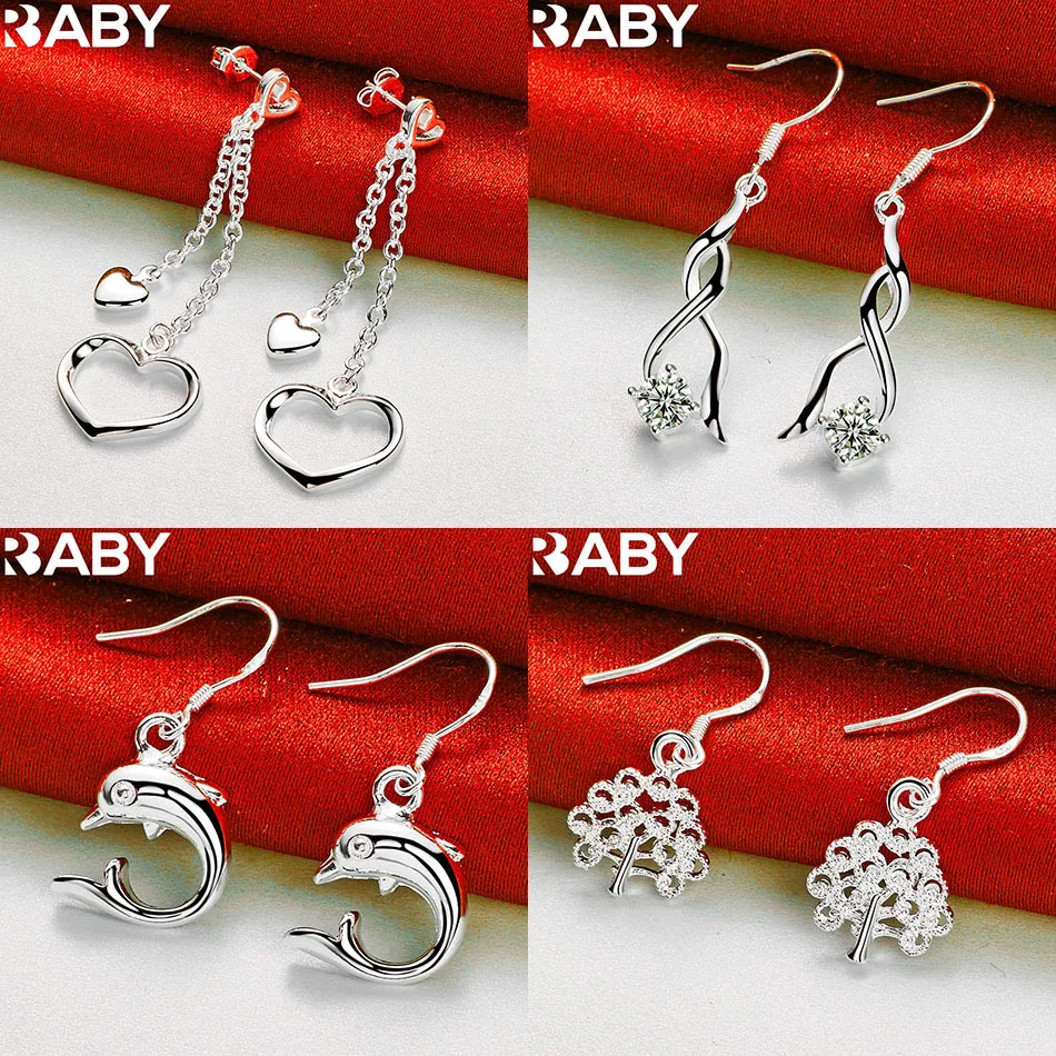 

URBABY 925 Sterling Silver Geometric Drop Earrings For Women Anniversary Gift Popular Wild Fashion Romantic Jewelry