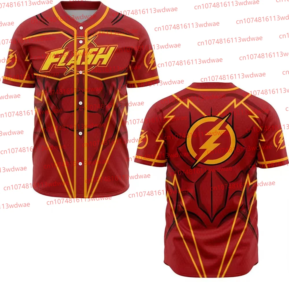Koszulka Superbohatera 2026, Amerykańska Koszulka Baseballowa, Zestaw Baseballowy Flash, Sportowa, Oddychająca, Wygodna Koszulka Baseballowa