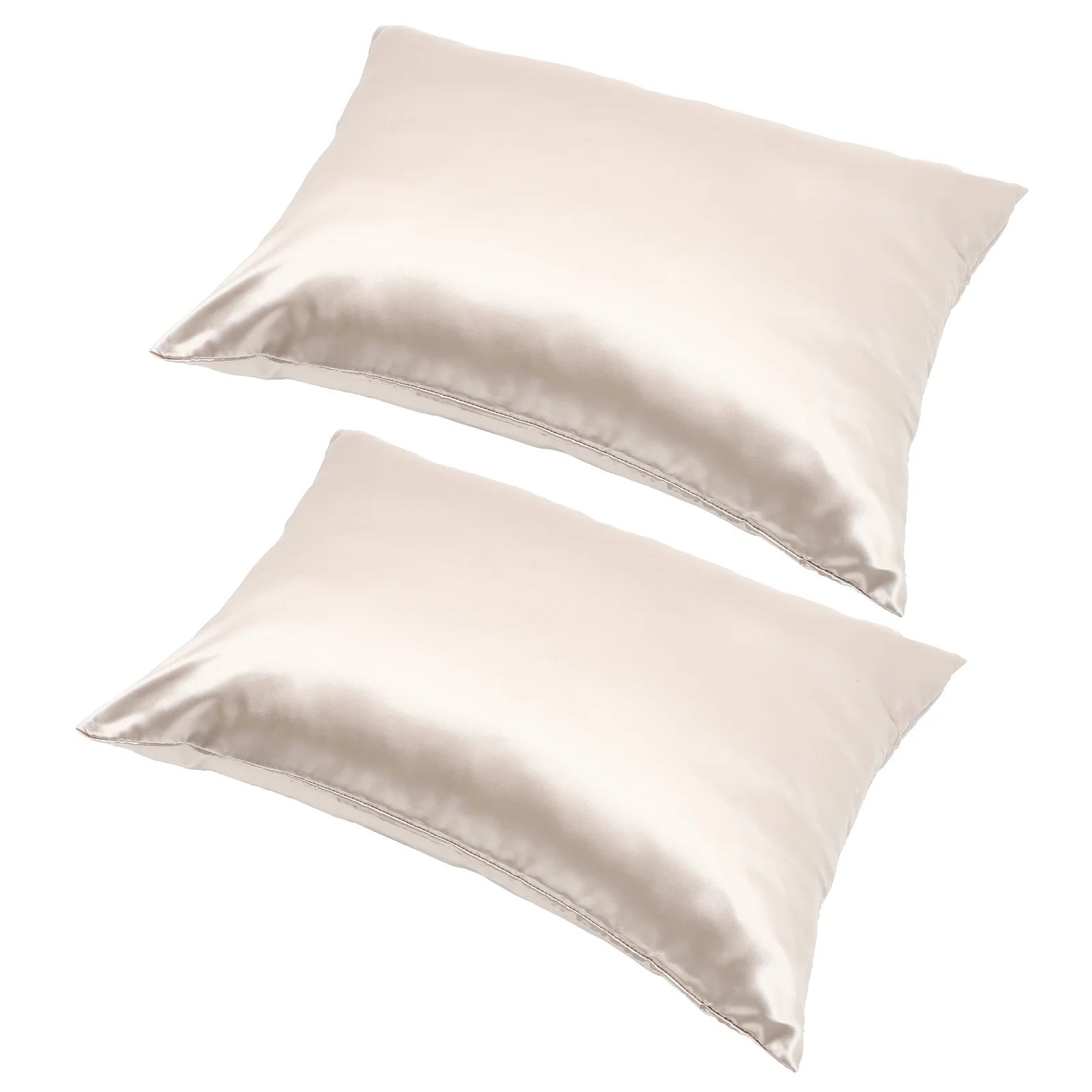 

2 Pcs Silk like Pillow Cases 20X29 Inch Silver Grey Zipper Design Cooling Polyester Bed Cover Washable Comfortable Bedroom Decor