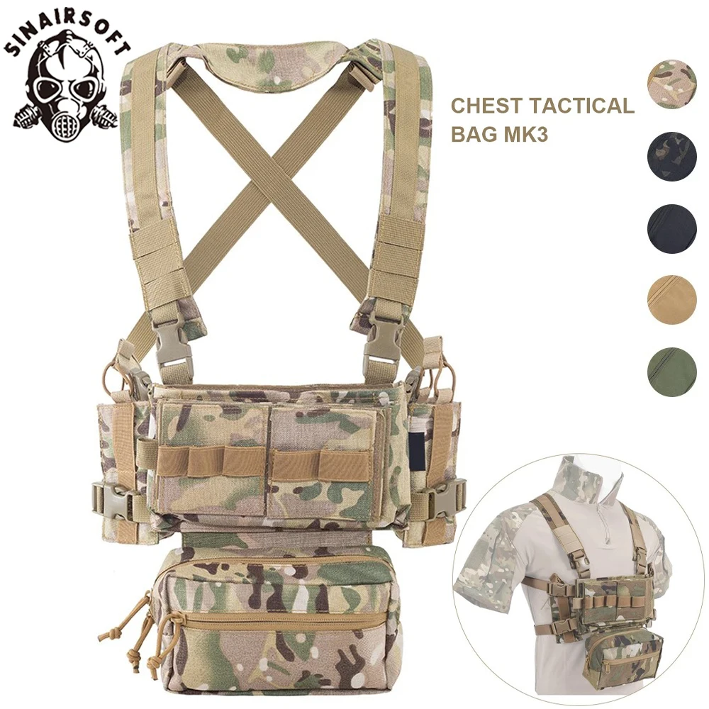 Tactische MK3 Borst Rig Micro Chassis Zak Pouch H Harness 5.56 7.62 M4 Ak Tijdschrift Insert Airsoft Paintball Jacht Vest nylon