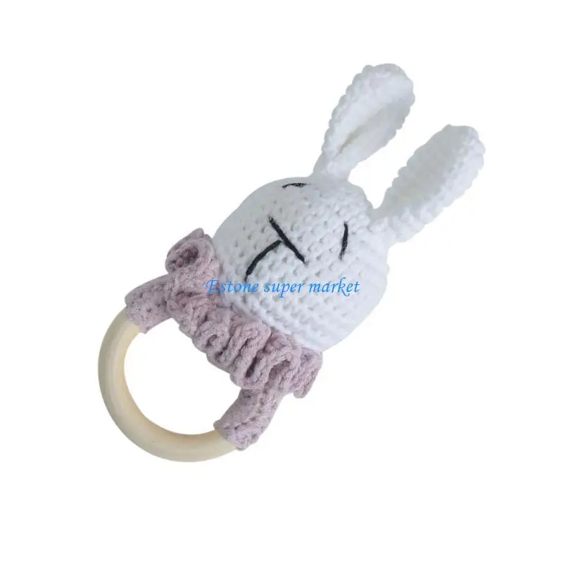 Anneau dentition en Crochet 090B, hochet lapin pour tout-petits, jouet pour bébé, cadeau dentition, tige molaire
