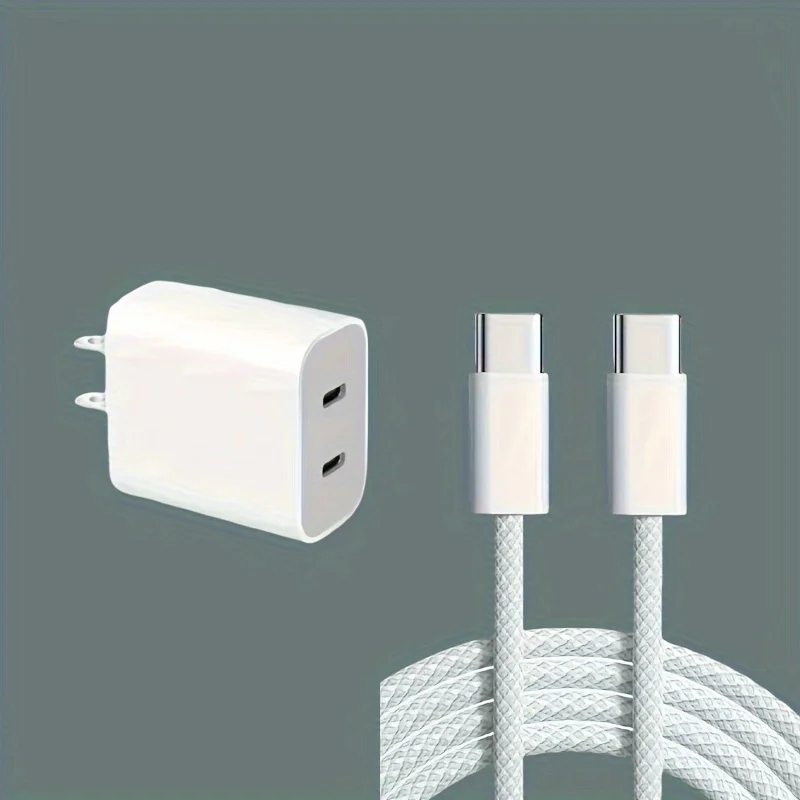 شاحن حائط USB-C فائق السرعة، كابل طويل 6.6 بوصة مناسب لهاتف iPhone 15 وSamsung Galaxy S23 S22 Plus، S20/S21 Ultra