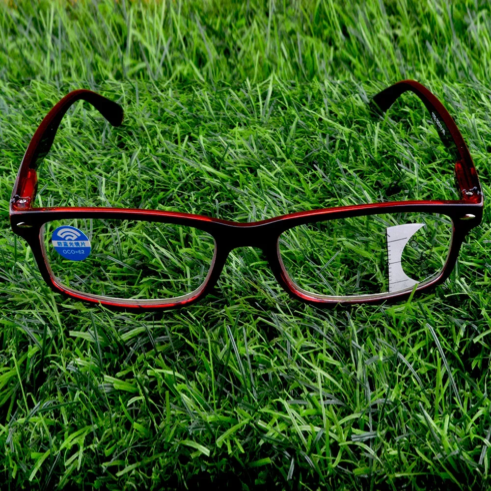 Handcrafted Red Frame Full-rim Spectacles See Near N Far Progressive Multi-focus Reading Glasses +0.75 To +4