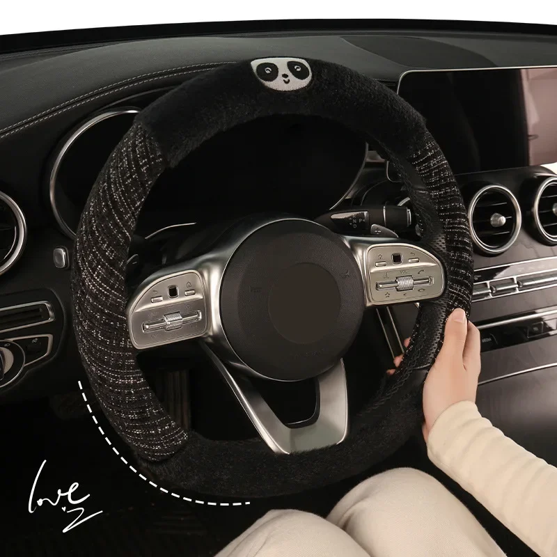 

38 см панда плюшевый автомобильный чехол на руль милый медведь кролик дизайн зимний теплый мягкий на ощупь автомобильный аксессуар