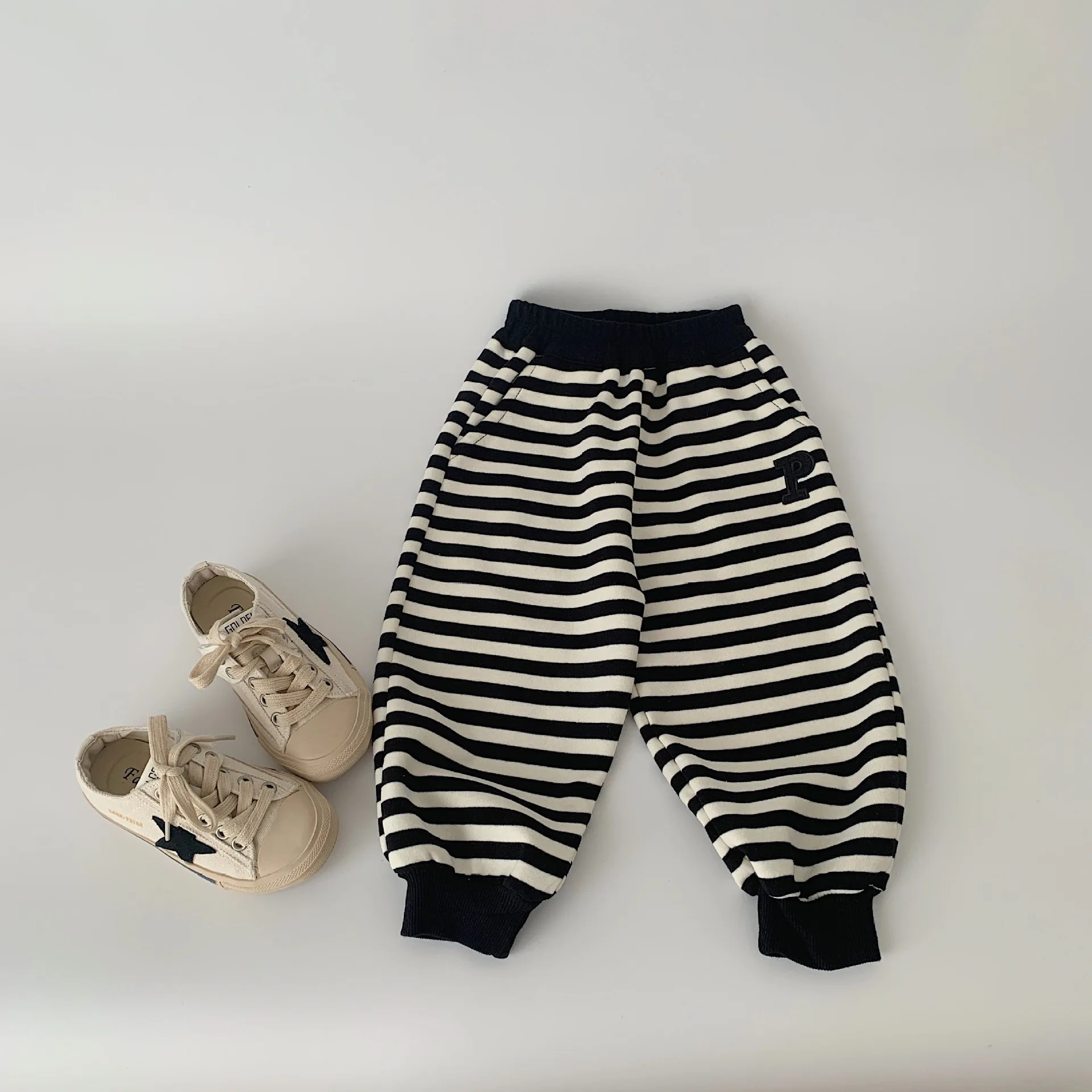 Children Clothes Kids Casual Pants 2024 Winter New Classic Striped Sweatpants Boys and Girls Loose Fleece Warm Kids Pants