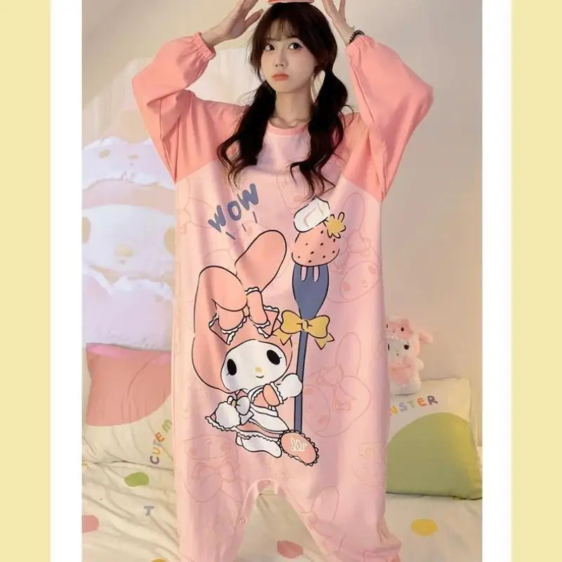 سانريوس الكرتون منامة بلدي ميلودي لطيف كيس النوم فتاة نمط جديد طالب موضة رقيقة فضفاضة مريحة ملابس المنزل غير رسمية #4