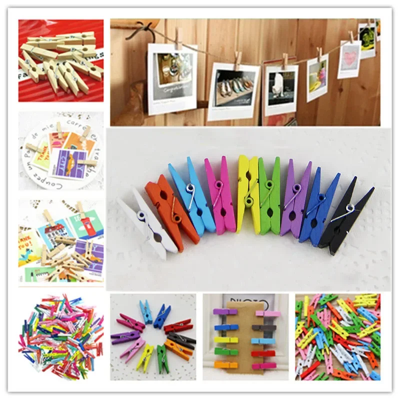 2500Pcs Mini Natural Wooden Clothes Photo Paper Peg Pin Craft Clips School Office Stationery Home Decor Accessary Wholesale