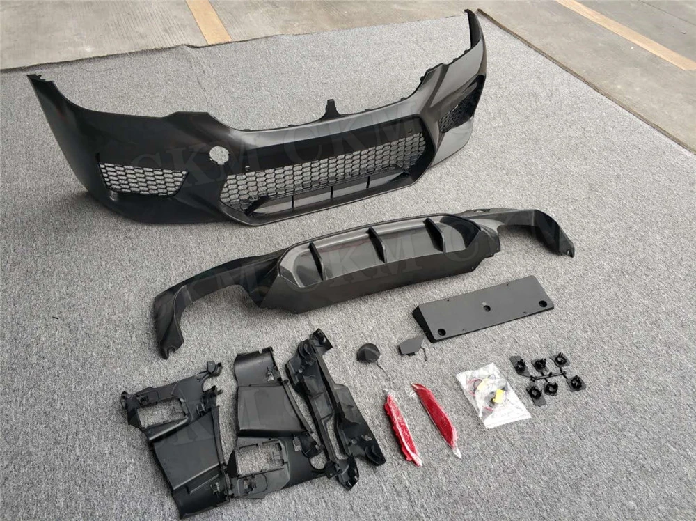 PP Black Front Bumper Rear Lip Diffuser for BMW 5 Series G30 G31 G38 2017 2018 Change to F90 M5 Style Bumper Car Accessories view 6