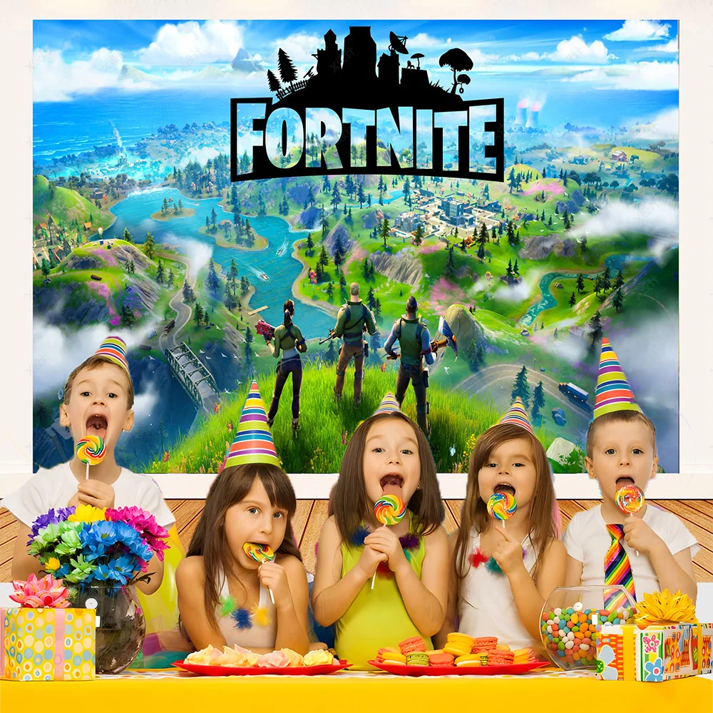 Fortnite Shooting Game Birthday Party Supplies Backdrop Hot Game Poste Boy Decoration Background Photography Props Kid Gifts view 5