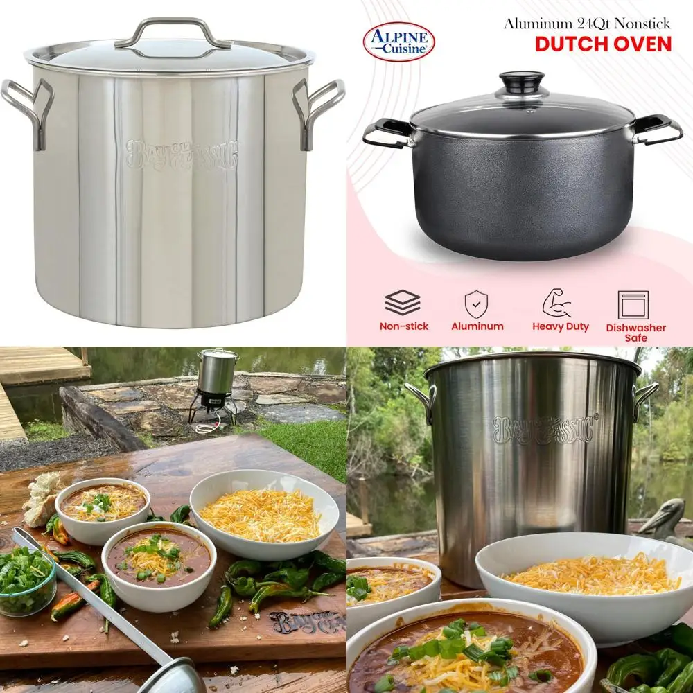 

Stainless Steel 30-Quart Stockpot with Heavy-Duty Handles and Dome Lid for Large Batch Cooking