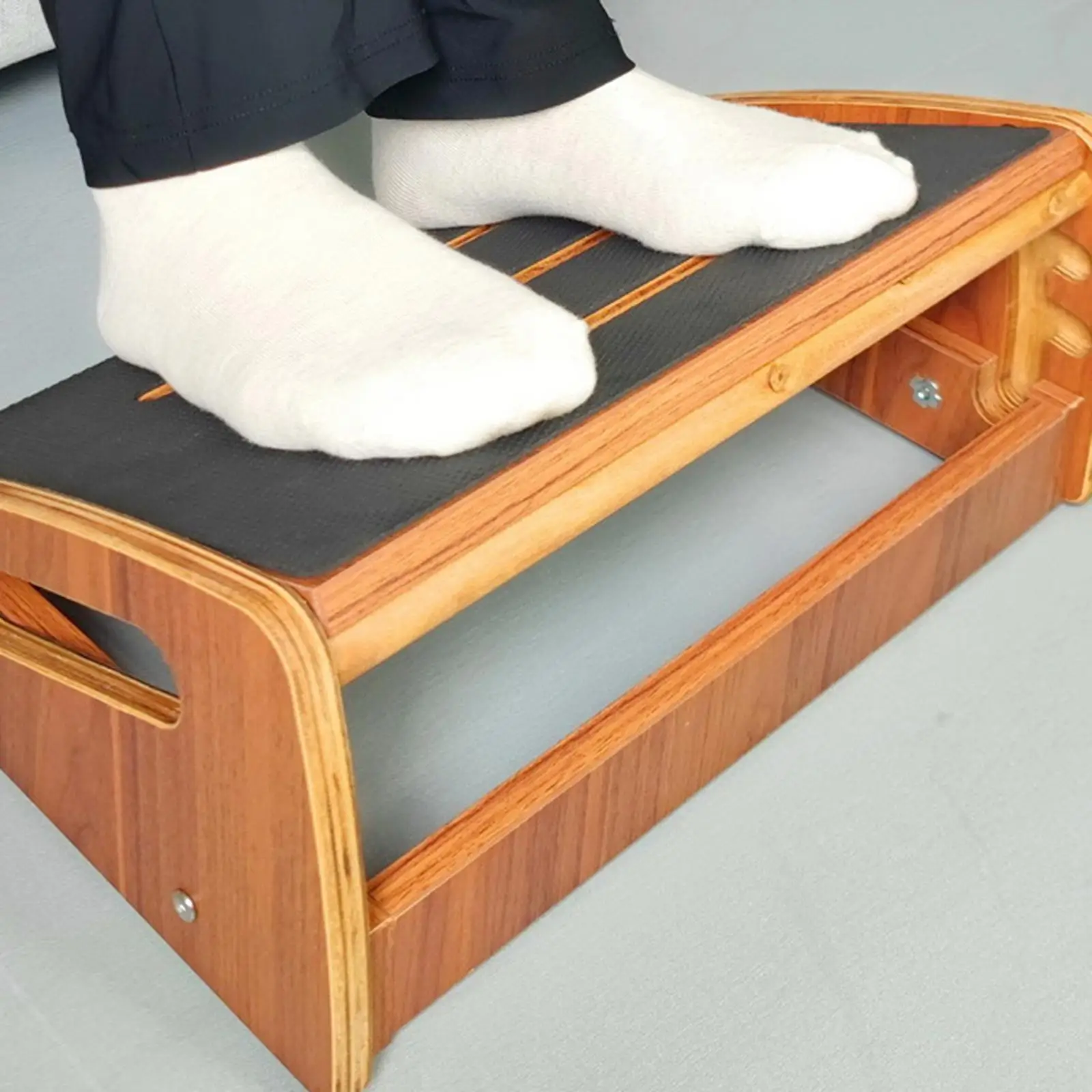 

Under Desk Footrest Adjustable Heights Wooden Comfortable Compact Anti Slip Feet Stand for Computer Gaming Study Home Office