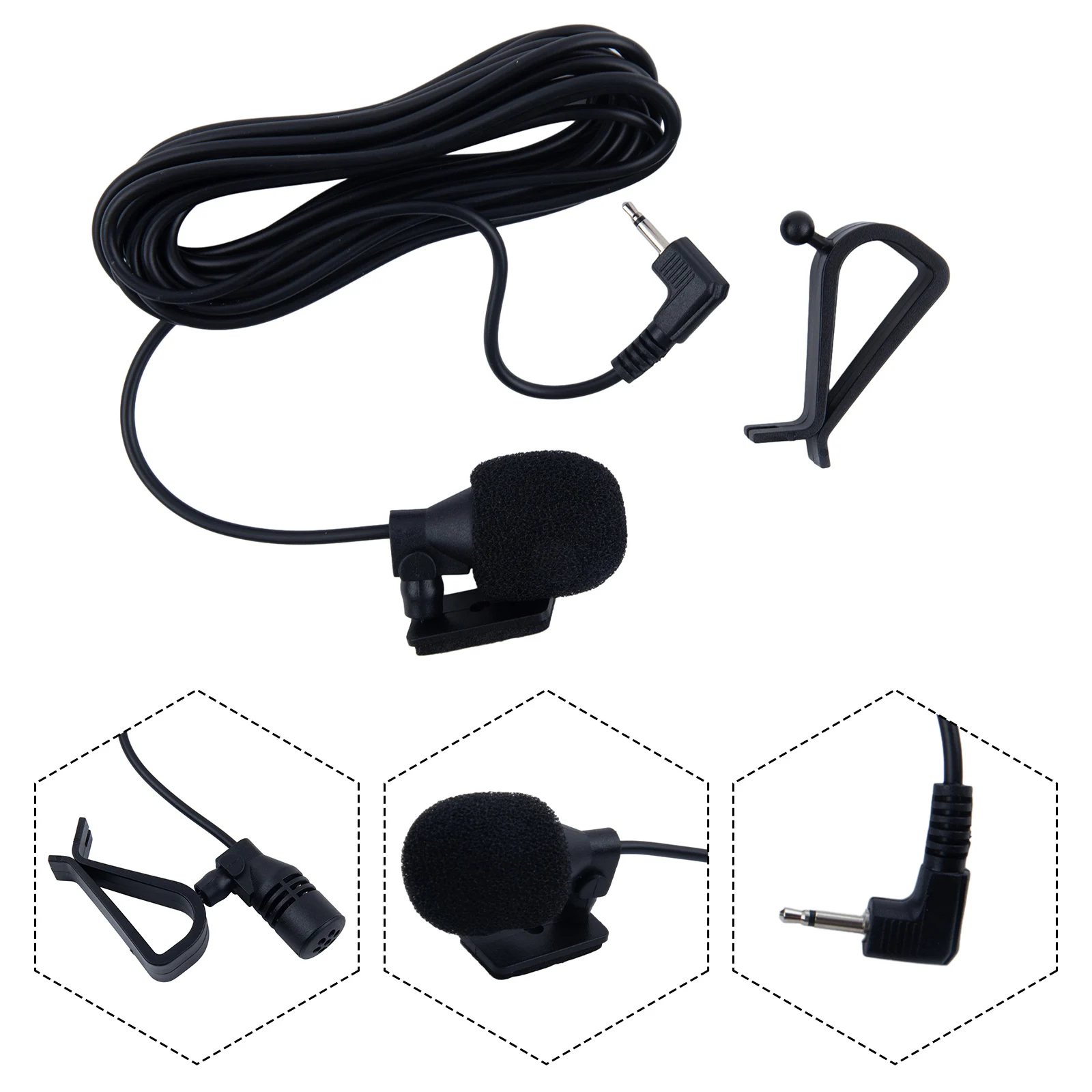 

1PCS External Microphone 3 Meters 2.5mm Diameter's 9.7*4.5mm For Car Pioneer Stereos Radio Receiver Om-ni Directional Mic