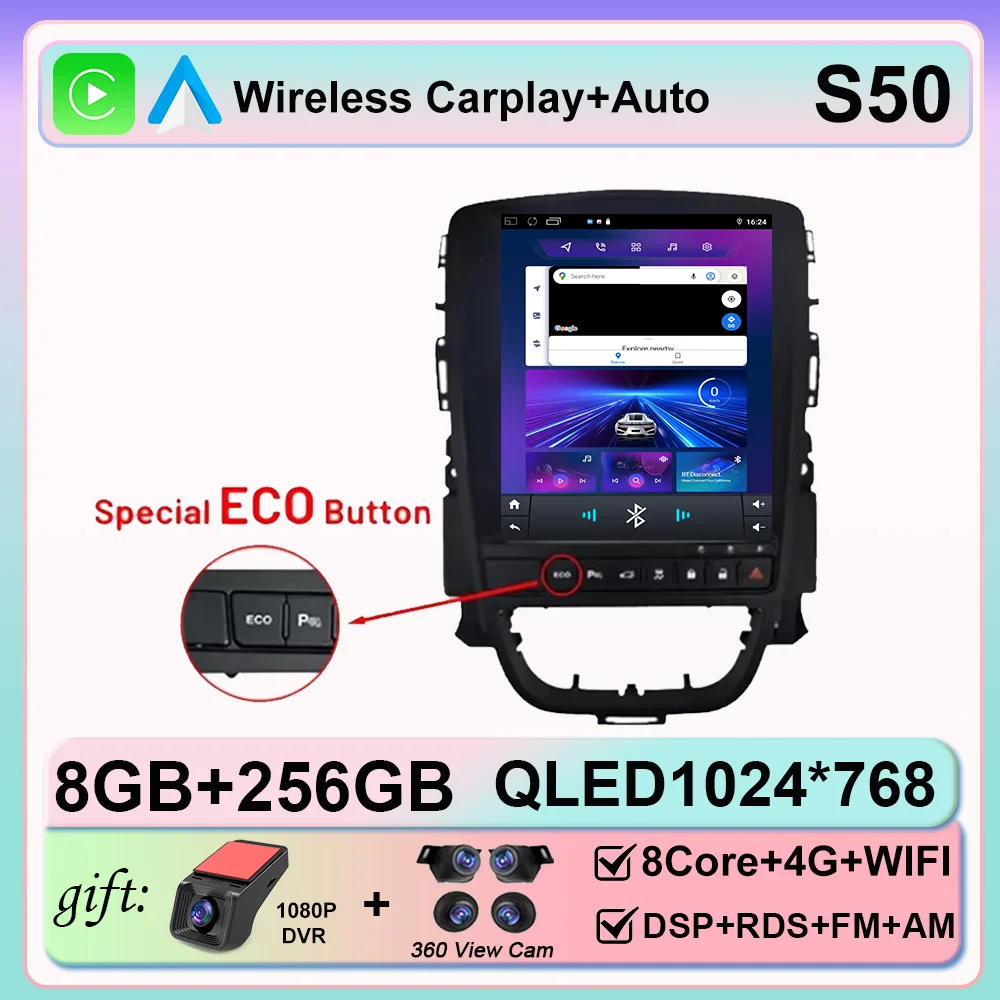 Android 16 Carplay voor Opel Astra J Cascada Buick Verano Excelle 2009-2015 Autoradio Auto Navigatie Multimedia Speler