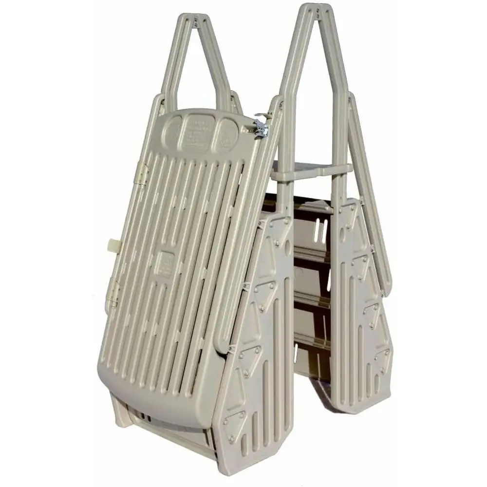 

Adjustable Above Ground Pool Ladder with Gate, Taupe