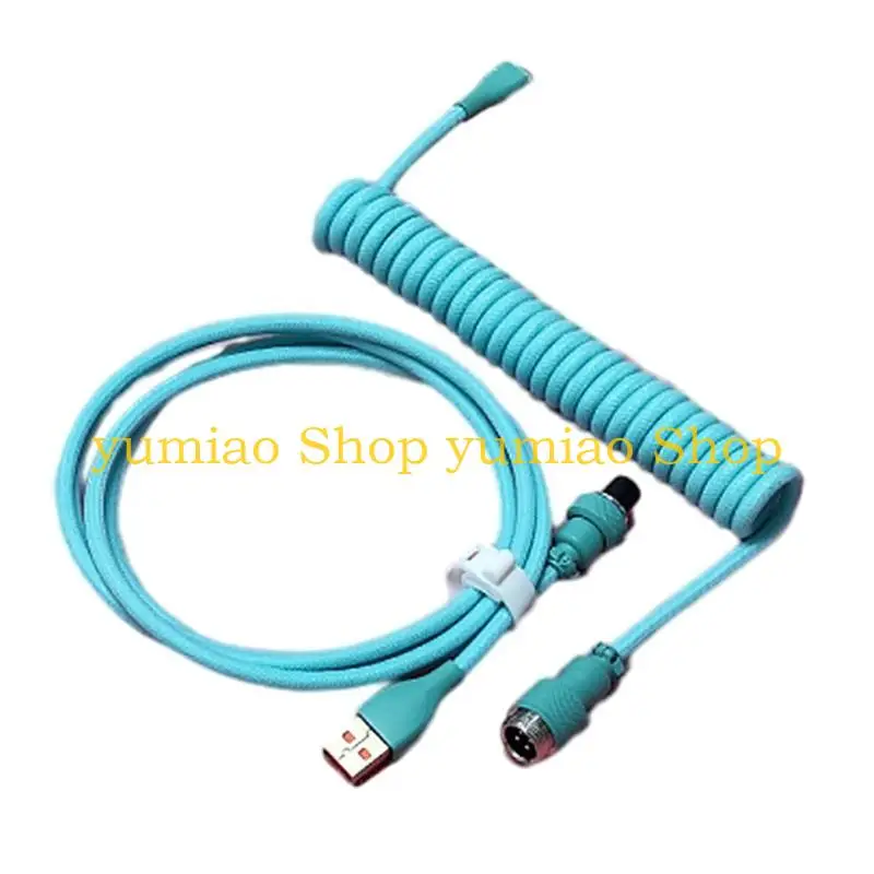 587B Coiled Cable for Game Mechanical Keyboards Usb Data Cable Color Aviation Plug USB TypeC Cable