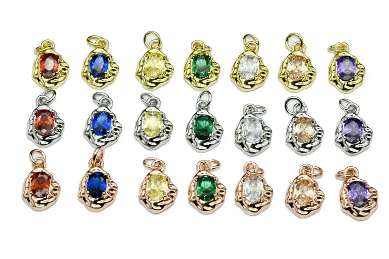 

Wholesale Anti Fading Rose Gold Rhodium Gold Plated Copper Metal Multi CZ Setting Irregular Charms for WomenJewelry Making