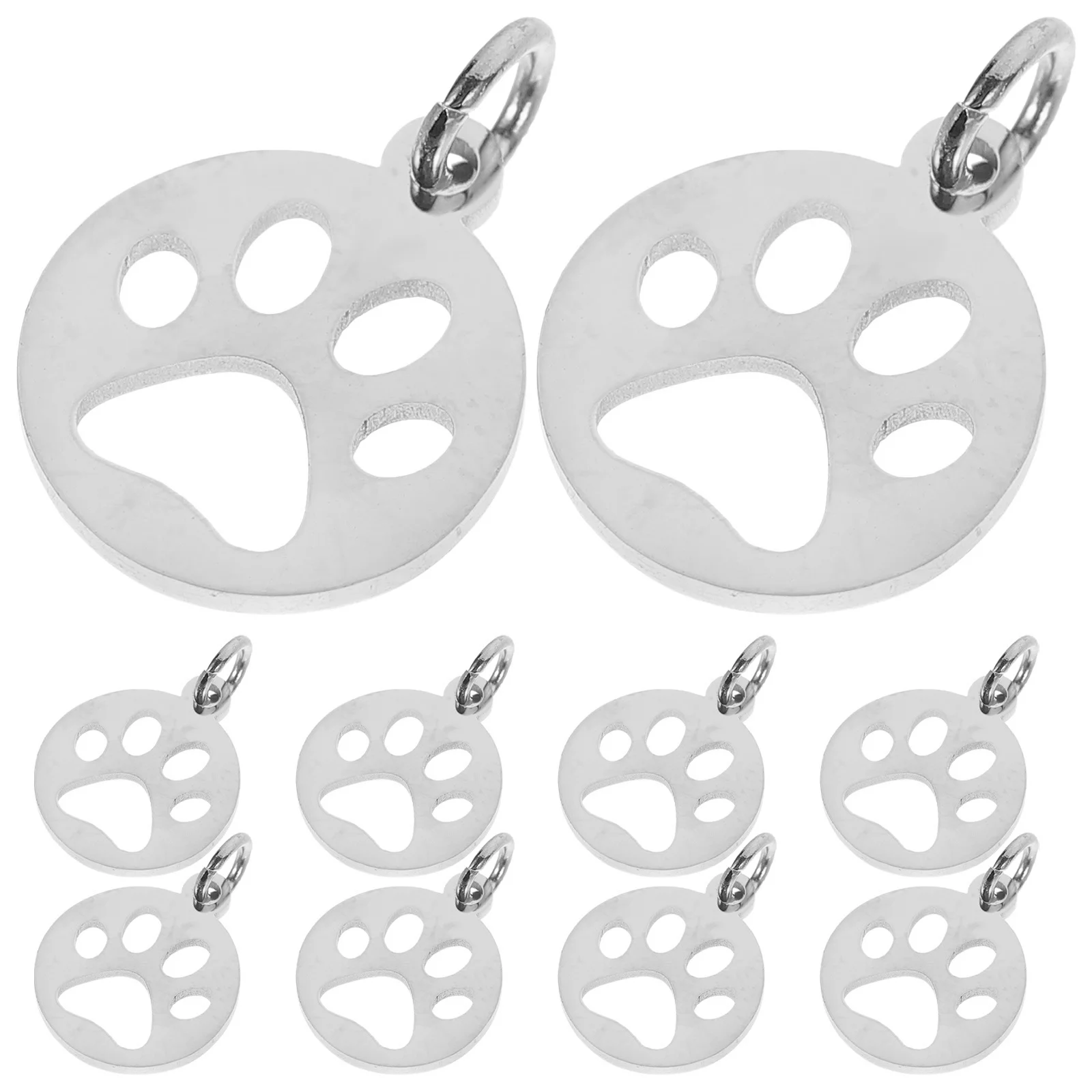

10Pcs Hollow Dog Paw Stainless Steel Charms Flat Round Pendants Jewelry Making Charms DIY Keychain Supplies Dog Paw DIY Charm