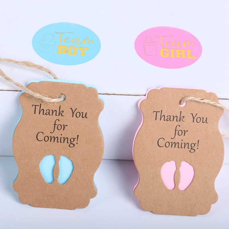 50pcs Blue Pink Baby Shower Tag Labels Thank You for Coming Gift Hanging Tags Boy Girl 1st Birthday Party Decor gender reveal