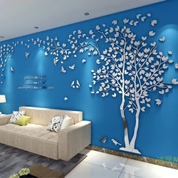 3D Mirror Tree Wall Sticker, Living Room Decals, DIY Acrylic Art, TV Background Wall Poster, Home Decoration, Bedroom Wallpaper