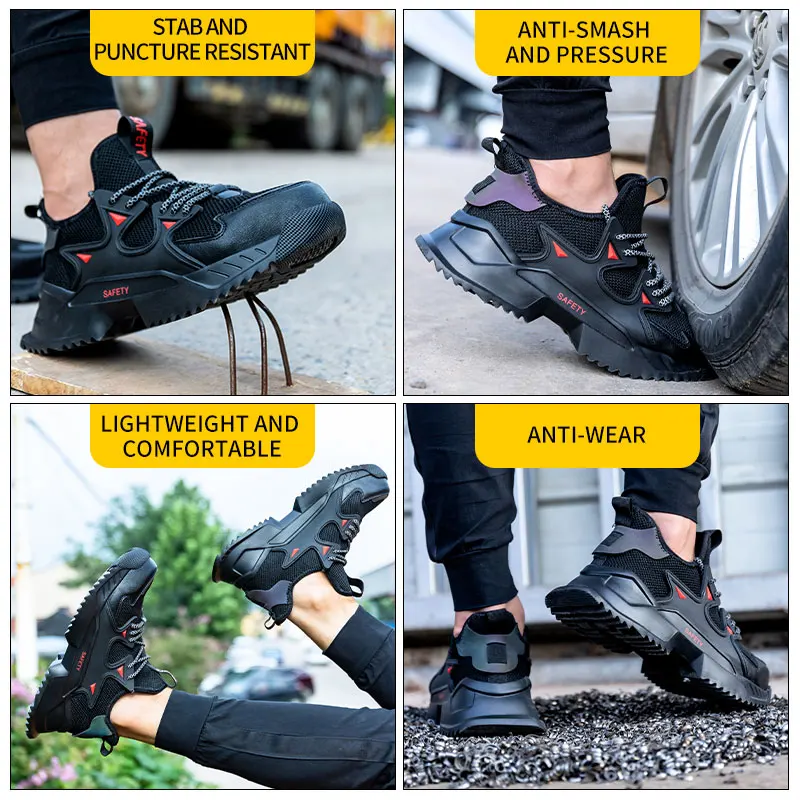 Work Safety Shoes For Men Women Work Boots Anti-Smashing Indestructible Shoes Steel Toe Work Sneakers Boots Breathable