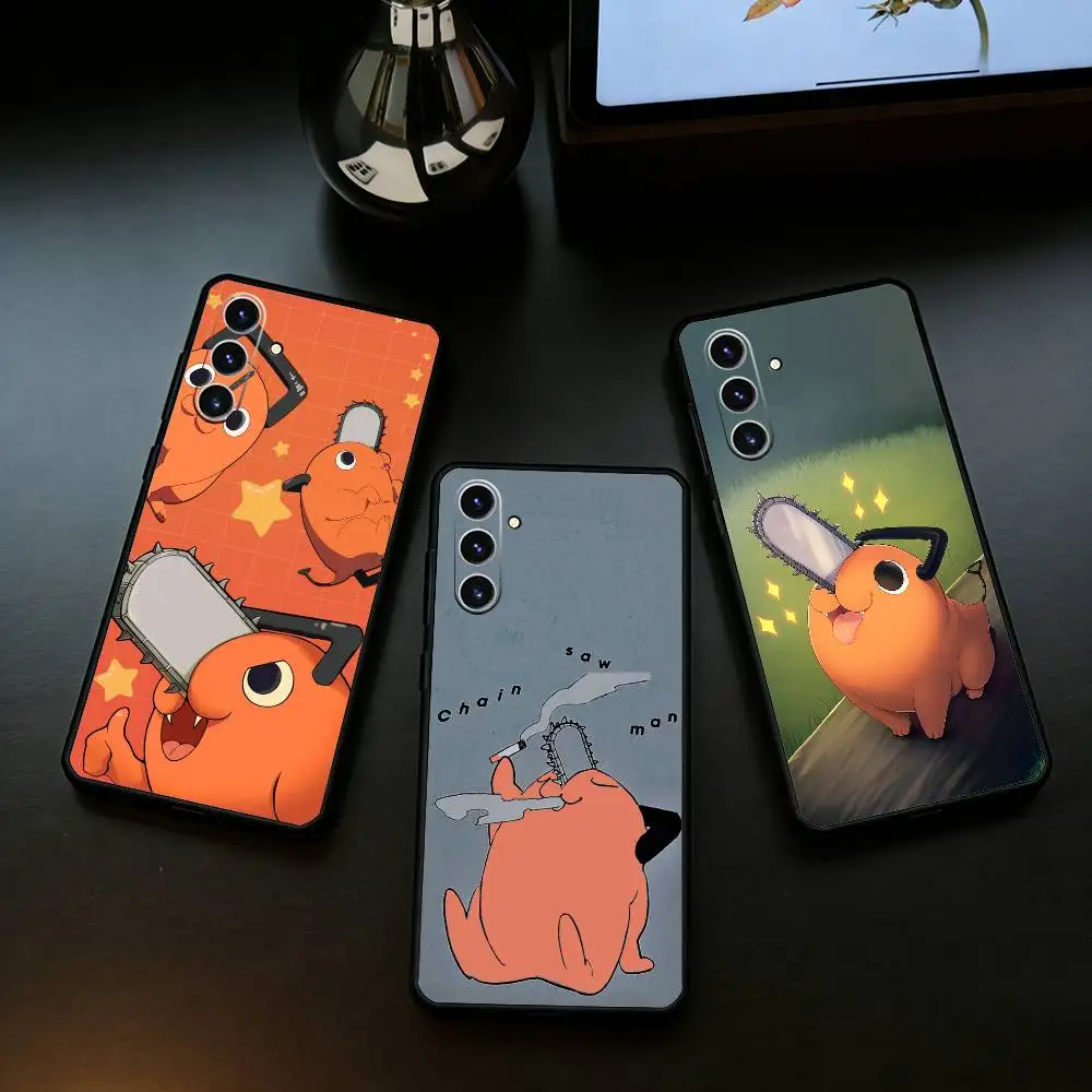 

P-Pochita Anime Phone Case For Samsung Galaxy A73,21,22,32,71,53,52,51,80,5G Soft Black Cover