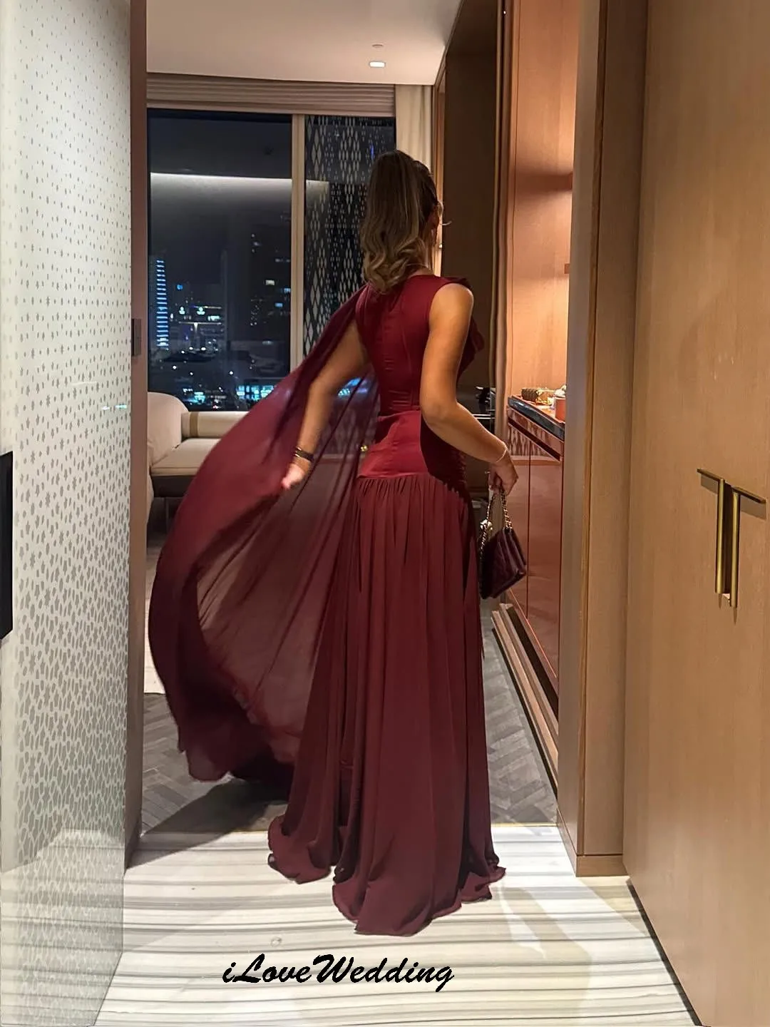 Burgundy Sleeveless Prom Dresses Chiffon 2025 A-Line Elegant Wedding Party Dress For Women Guest Pleated Formal Gowns Customized