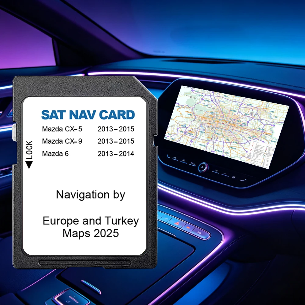 Image of Satellitennavigationsgerät für Mazda 6 CX5 CX9 2013-2015 Fahrzeugnavigation 2025 Version Upgrade EU UK Kartenversion Navi-Software Speicherkarte GPS