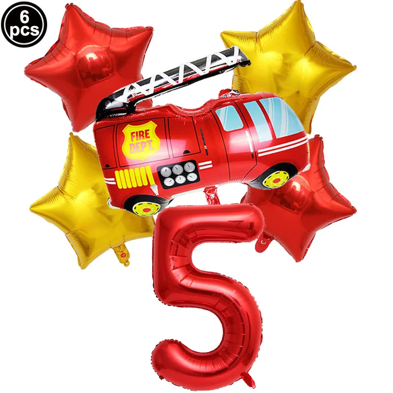 Feuerwehrmann Sam Feuerwehr-Thema Geburtstagsdekoration Feuerwehrauto-Ballon Feuerwehrmann-Folienballon für Geburtstag Hubschrauber-Ballon-Dekoration – Detail 2