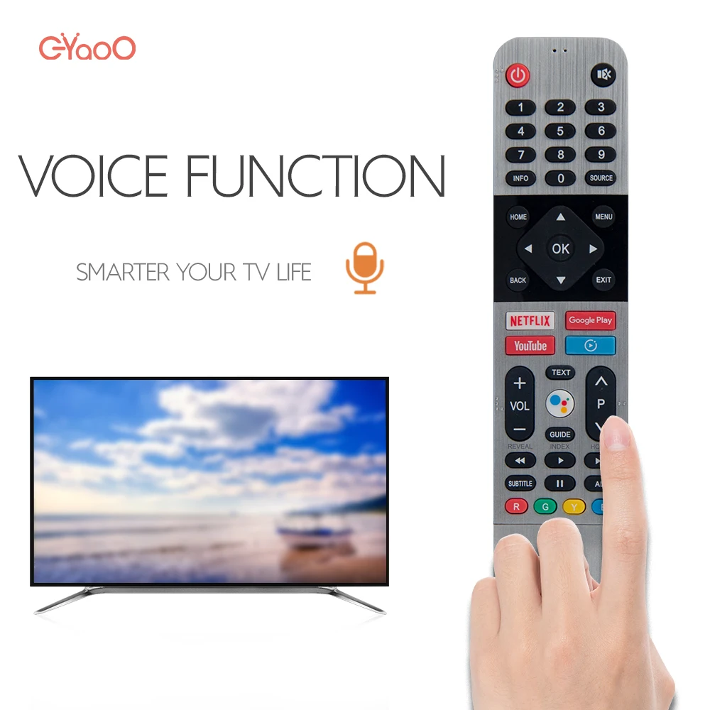 Mando a distancia HS-8902 para TV inteligente, Control Remoto por voz para Skyworth, Kogan, KALED32QH9000SKA, con micrófono, Netflix, Youtube