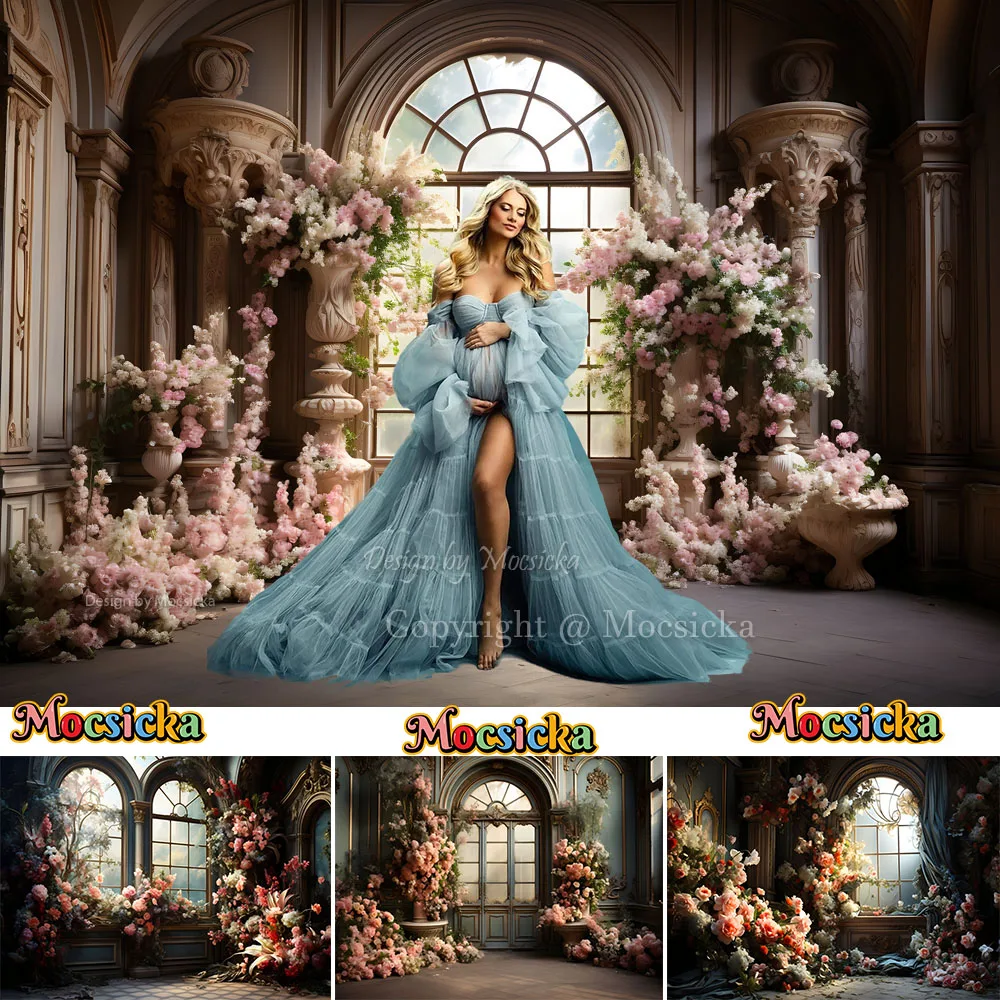 Fond de photographie de studio pour ALTERArt, photo rétro, fenêtre de palais, peinture à l'huile, décors de Bergame, nouveau-né, photozone d'enfant