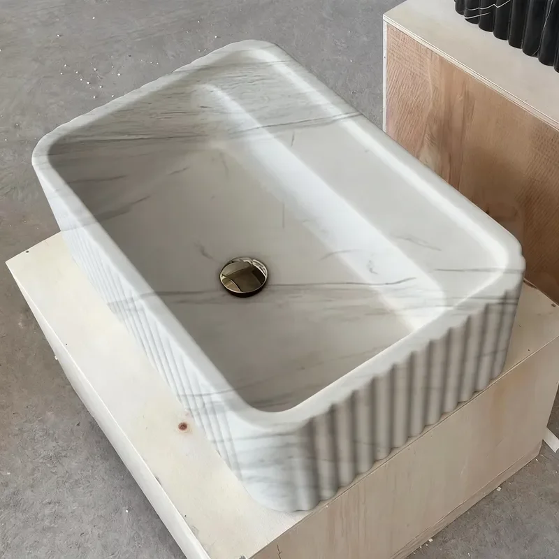 Natural White Marble Washbasin Modern Stylish Bathroom Sink for Home Villa Hotel Decor Elegant Basin Design Stylish Natural