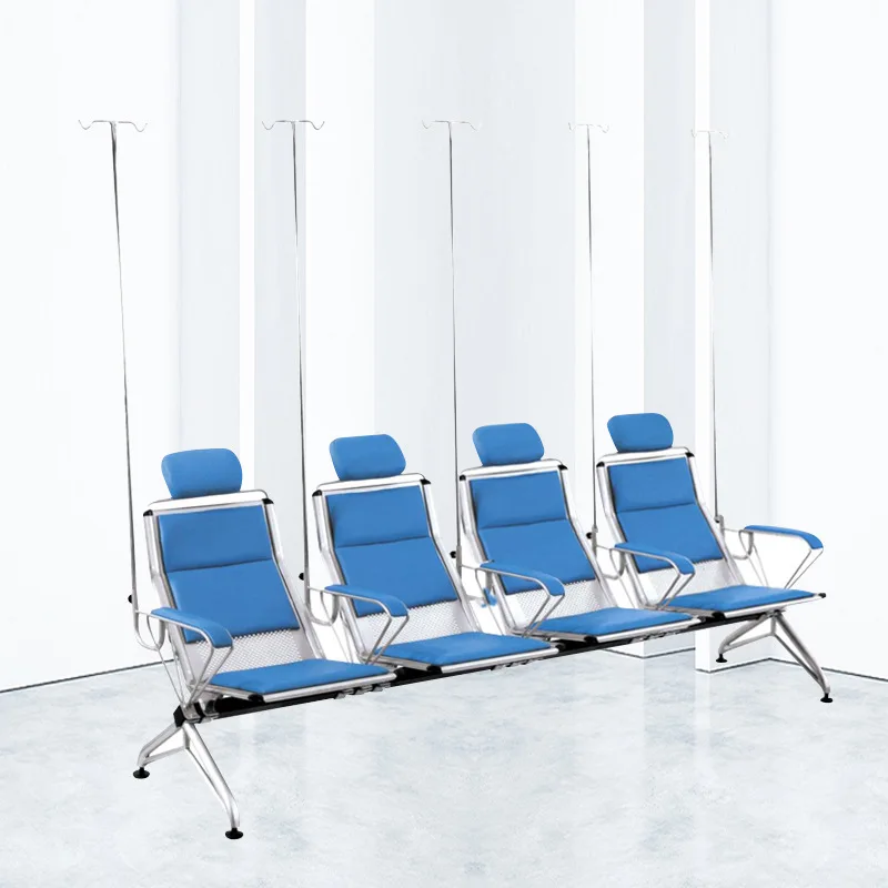 

Multi-person infusion chair with infusion rod, drip chair, steel leather cushion row chair, hospital clinic waiting chair