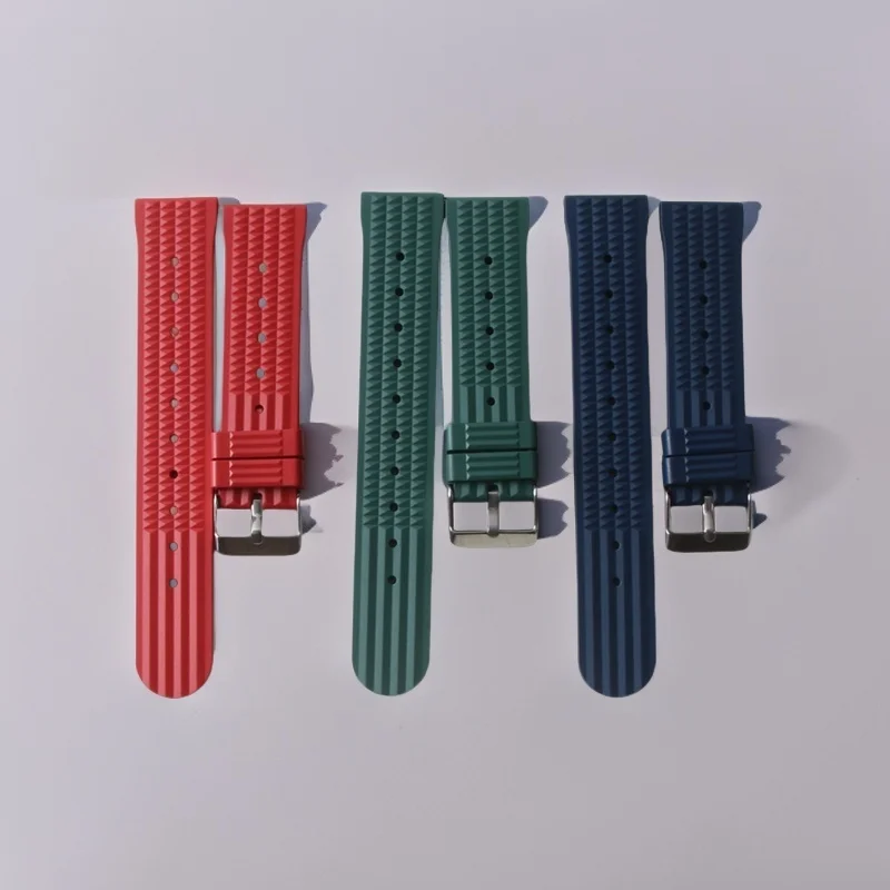 Pulseira de borracha de silicone para relógio, pulseira waffle para seiko mod, substituição à prova d'água, pulseira universal, peças de relógio, acessórios 20mm 22mm