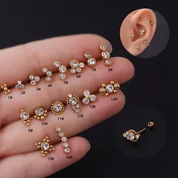 1PC 20g Internally Threaded G23 Titanium & Steel Bar Opal Ear Piercing Jewelry Helix Tragus Cartilage Earrings Nose Stud