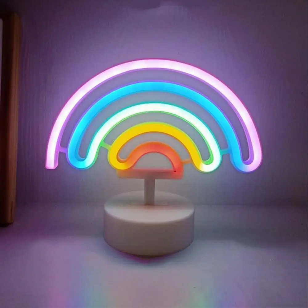 

Colorful LED Neon Sign Nightlight with Base Battery USB Dual-use Rainbow-shaped Neon Light Creative Flicker Free
