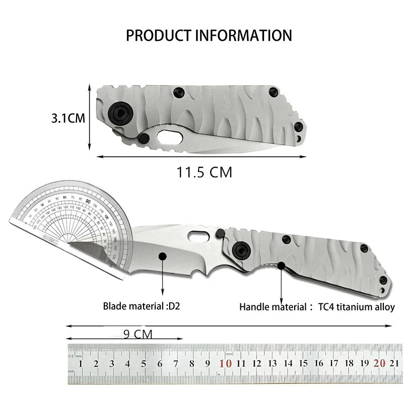 Strider Advancing Titanium Camping Outdoor Hunting and Rescue TC4 Titanium Wave Handle Survival Tactics EDC Folding Knife