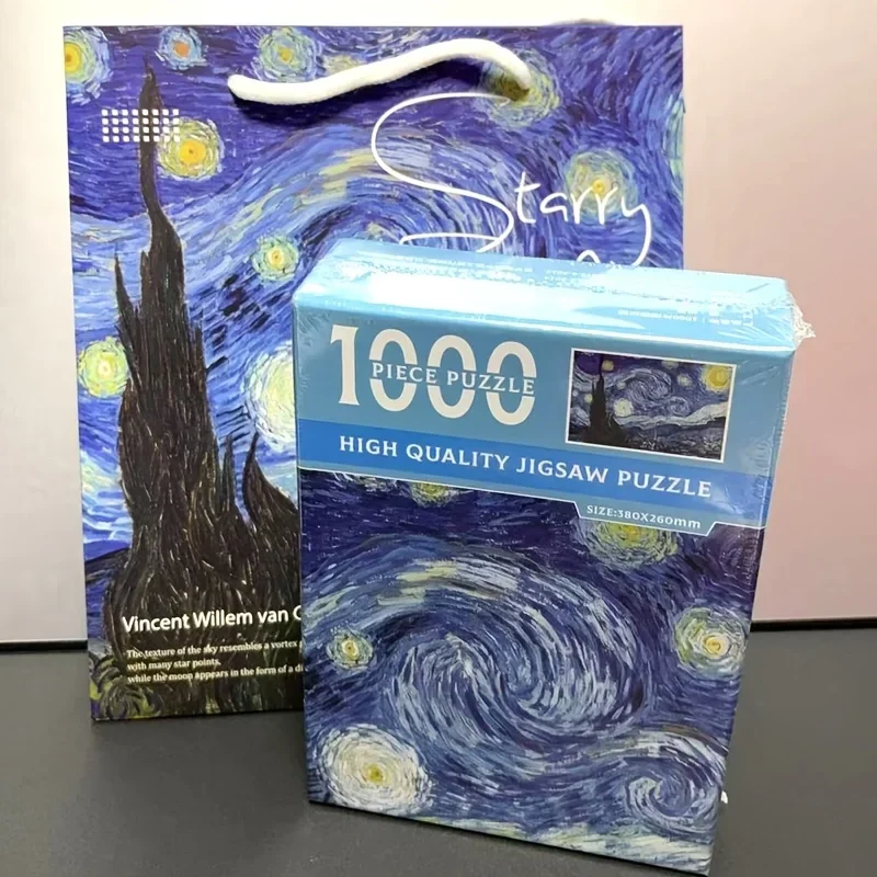 Puzzle Gife：MINI SIZE Starry Night 1000pcs Paper JIgsaw Puzzle with Gift BAG PERFECT for Festivals for Lovers Friends Parents