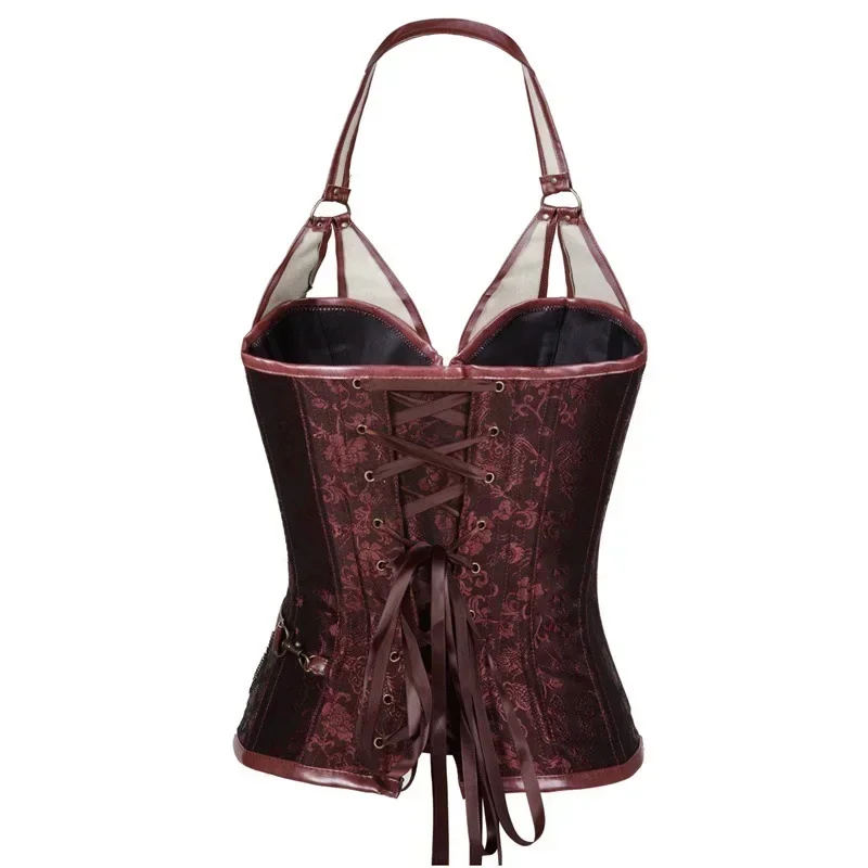 Ropa Medieval Steampunk para mujer, Disfraz de pirata, corsé de caballero gótico, chaleco Halter de cuero para Halloween