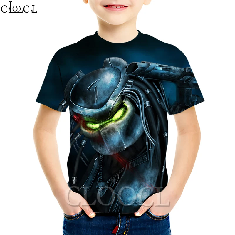 CLOOCL – t-shirt à manches courtes pour bébé de 4 à 13 ans, avec impression 3D du film The Predator, pour garçon et fille, haut à la mode pour adolescents