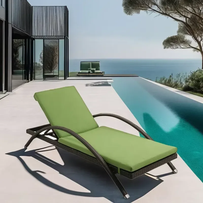 Modern Hotel Sun Lounger Chairs Outdoor Furniture Beach Sun Bed Rattan Wicker Villa Swimming Pool Resort Chaise Lounge Chair