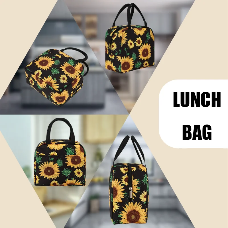 

Nylon Sunflower Lunch Bag Large Capacity Insulated Ice Bag Fresh Outdoor Picnic Bag Portable Insulation