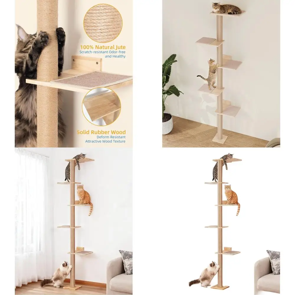 

Высокая регулируемая кошачья стойка от пола до потолка, 80 дюймов высотой, с верхней площадкой 15,8 дюйма, для больших кошек: для когтеточки, лазания и отдыха