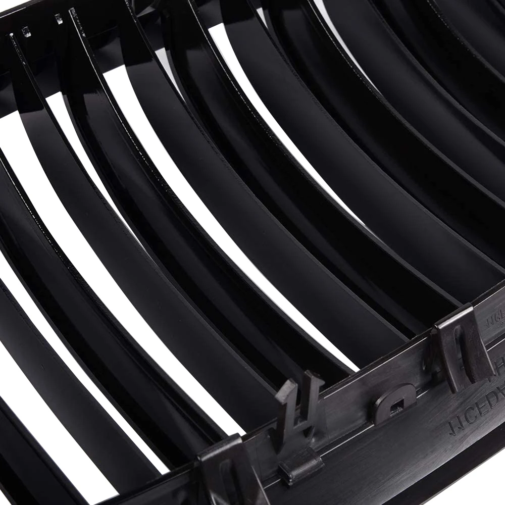 2 Stück glänzend schwarze vordere Nieren-Einzellatten-Renngrill für BMW X5 E70 X6 E71 2007 2008 2009 2010 2011 2012 2013 2014 – Detail 16