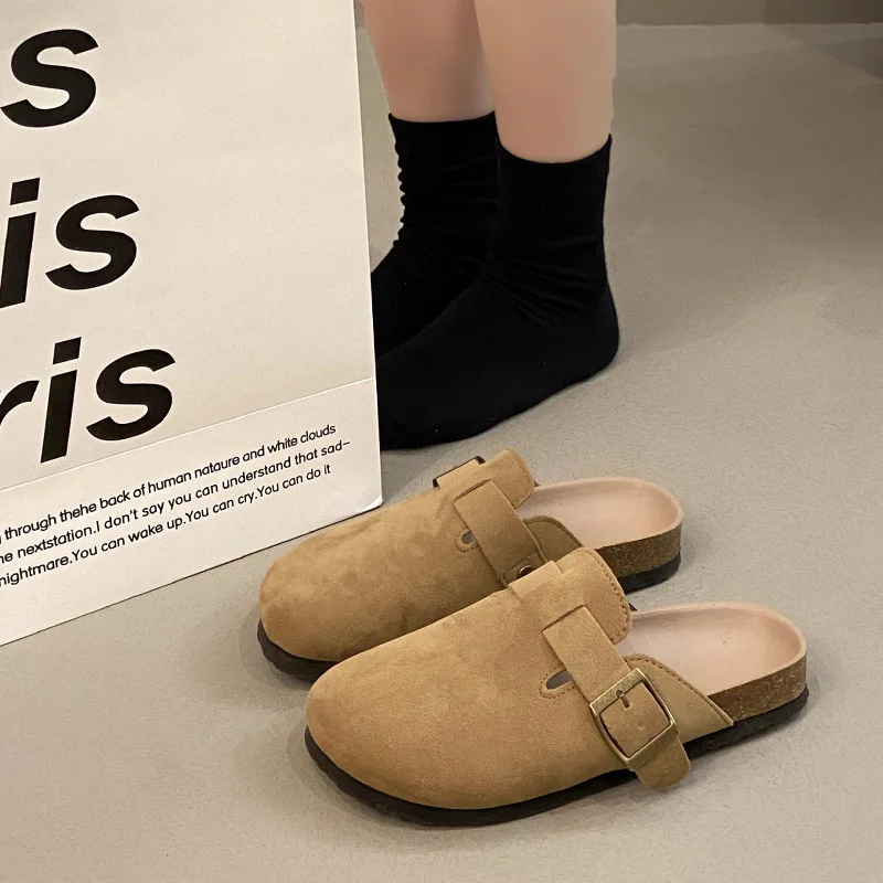

Women's Suede Clogs with Adjustable Strap Cork Footbed Leather Mules Slippers Unisex Outdoor Comfortable Potato Shoes